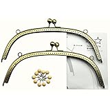 starPG がま口 口金 入門 セット 口金2本 型紙 固定針10本 (アンティークゴールド アーチ型 25cm)