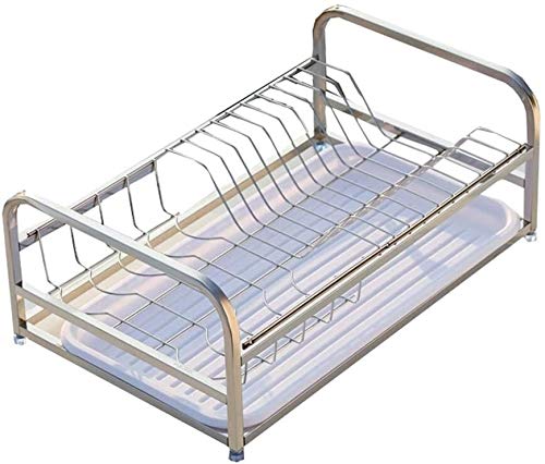Escurreplatos de acero inoxidable para mostrador con escurridor, estante multiusos para platos de cocina