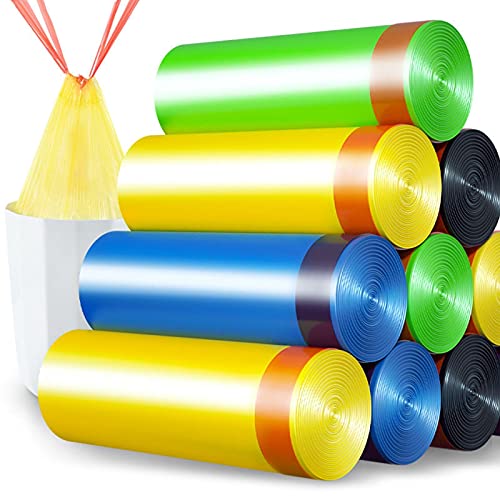 ZYJJ garbage bags, office, kitchen, household plastic garbage bags, 15 red drawstring garbage bags, 5 colors randomly distributed.