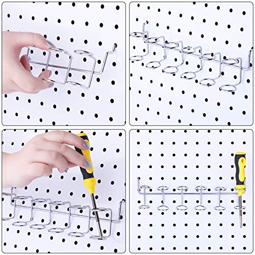 Ripeng-4-Pieces-Pegboard-Screwdriver-Holder-PegBoard-Tool-Holders-Silver-Racks-Accessories-MultiRing-Organizer-Six-Tool-Organizer-Pegboards-Pliers