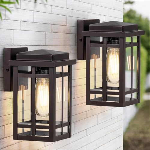 MYHXQ 9.76'' Outdoor Wall Light Fixtures 2 Packs, Waterproof Porch Lights Lanterns, Exterior Modern...