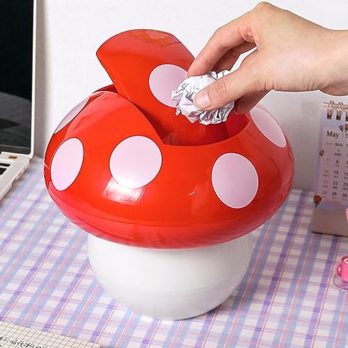 Mini Caneca de Basura Roja con Tapa para Escritorio miniatura 7
