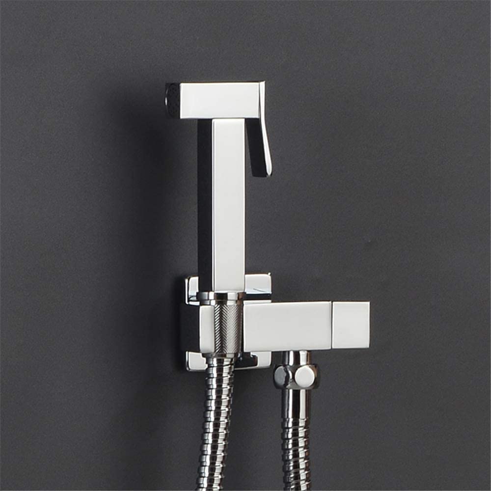 GLJTUO Handheld Bidet Douche Shower Spray, Bidet Faucets, Brass Bathroom Shower Tap, Bidet Toilet Sprayer, Bidet Toilet Washer Mixer Muslim Shower,Round,size_name-Square