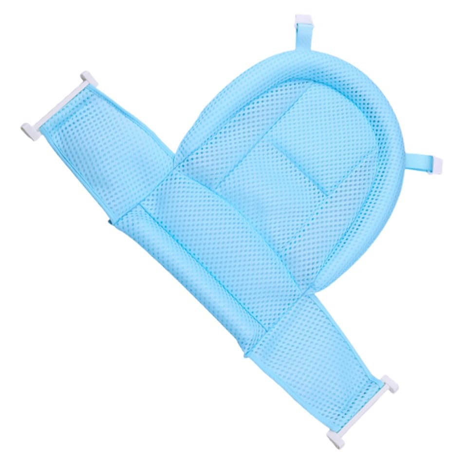 iplusmile Red para Asiento de Baño Ergonómica y Transpirable Ganchos, Soporte para Ñiño, Diseño Azul de Plástico y Algodón para Bañera