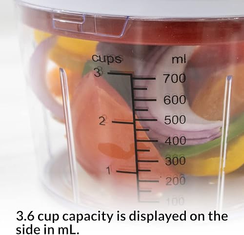 Miniatura 3 de Valore Procesador manual de alimentos, picador de verduras mediano de 29.4 fl oz (3.6 tazas) - Cortador de cebolla de ajo fácil de limpiar,