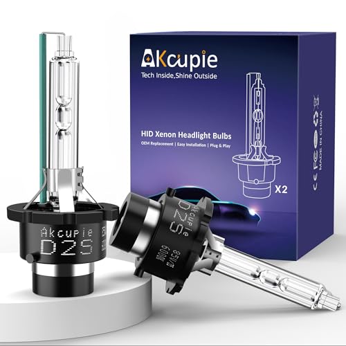 Akcupie D2S HID Bulb for Car Headlight,OEM Fit Automotive Headlight Xenon Bulb,6000K Diamond White Plug N Play Xenon Lamp,350% Brighter HID Light,3000H Longevity,Waterproof,Easy installation,Pack of 2