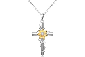 Plump Sunflower Sterling Cross Necklace for Women: A Radiant Symbol of Faith and Brilliance