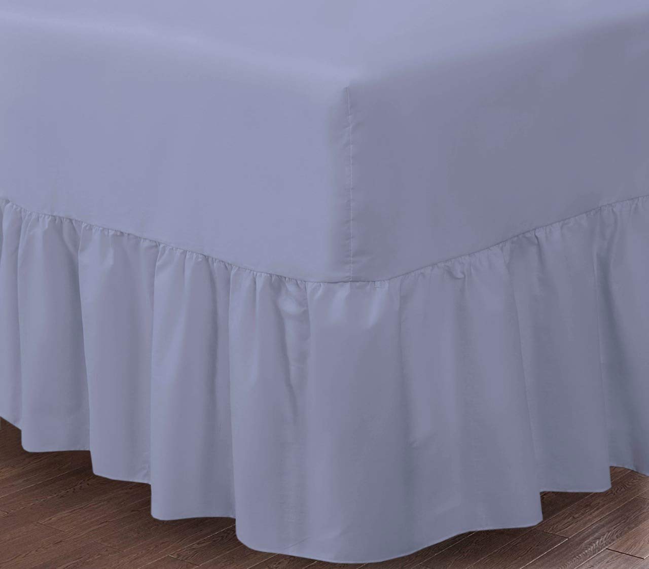 Householdfurnishing Lilac Luxury Plain Dyed Valance Fitted Bed Sheet Frilled Poly Cotton (, King)