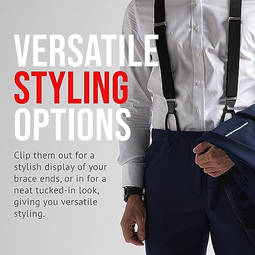 Image of HOLD'EM Tuxedo Button Suspenders for Men - Mens Dress Suspenders Formal | 100% Genuine Leather | Made in USA | Regular & Tall