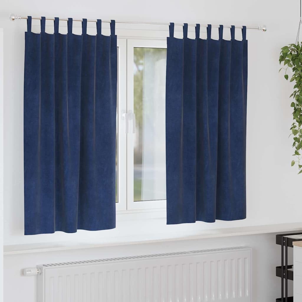 Rideaux Occultants en Velours Bleu Foncé, Lot de 2 Pièces 140 x 175 cm, Rideau Opaque à Passants en Tissu pour Décoration de Fenêtre de Salon et Chambre à Coucher