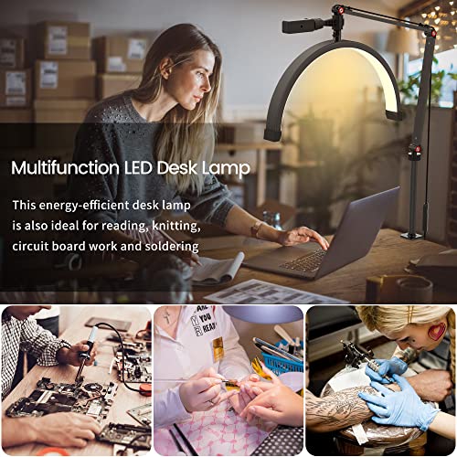 Topdirect Desk Lash Light, Lash Lamp Half Moon Lamp For Lash Extension Led Eyelash Light 3 Color With Phone Holder For Beauty, Nail Art, Tattoo, Skincare, Lashes, Eyebrows #TOP4