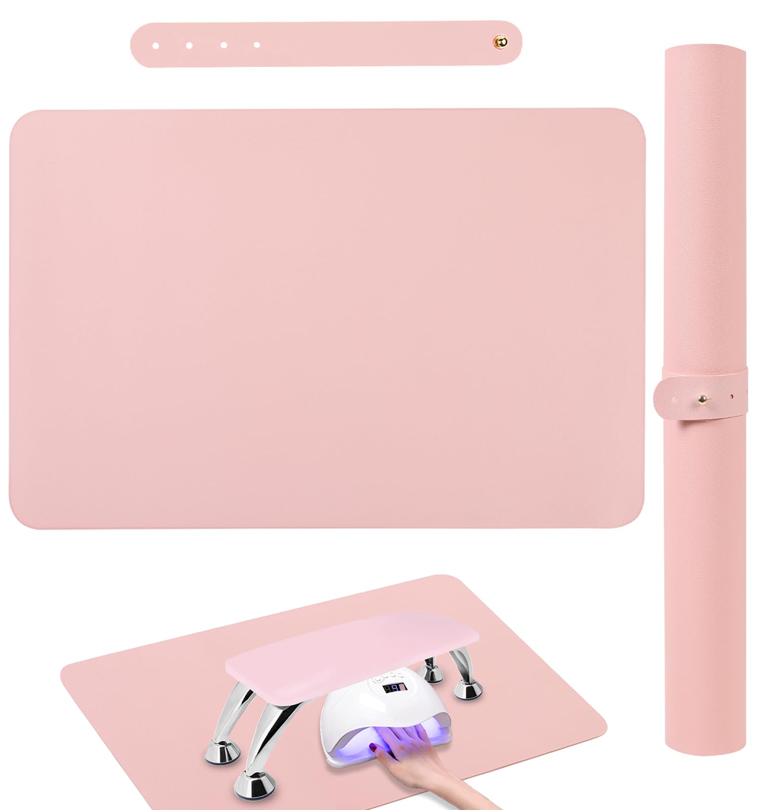 Tapete de mesa para arte de uñas, (solo para el matriz), almohadilla plegable para manicura de uñas, tapete de microfibra suave de piel sintética, almohadilla para reposabrazos de uñas para uñas