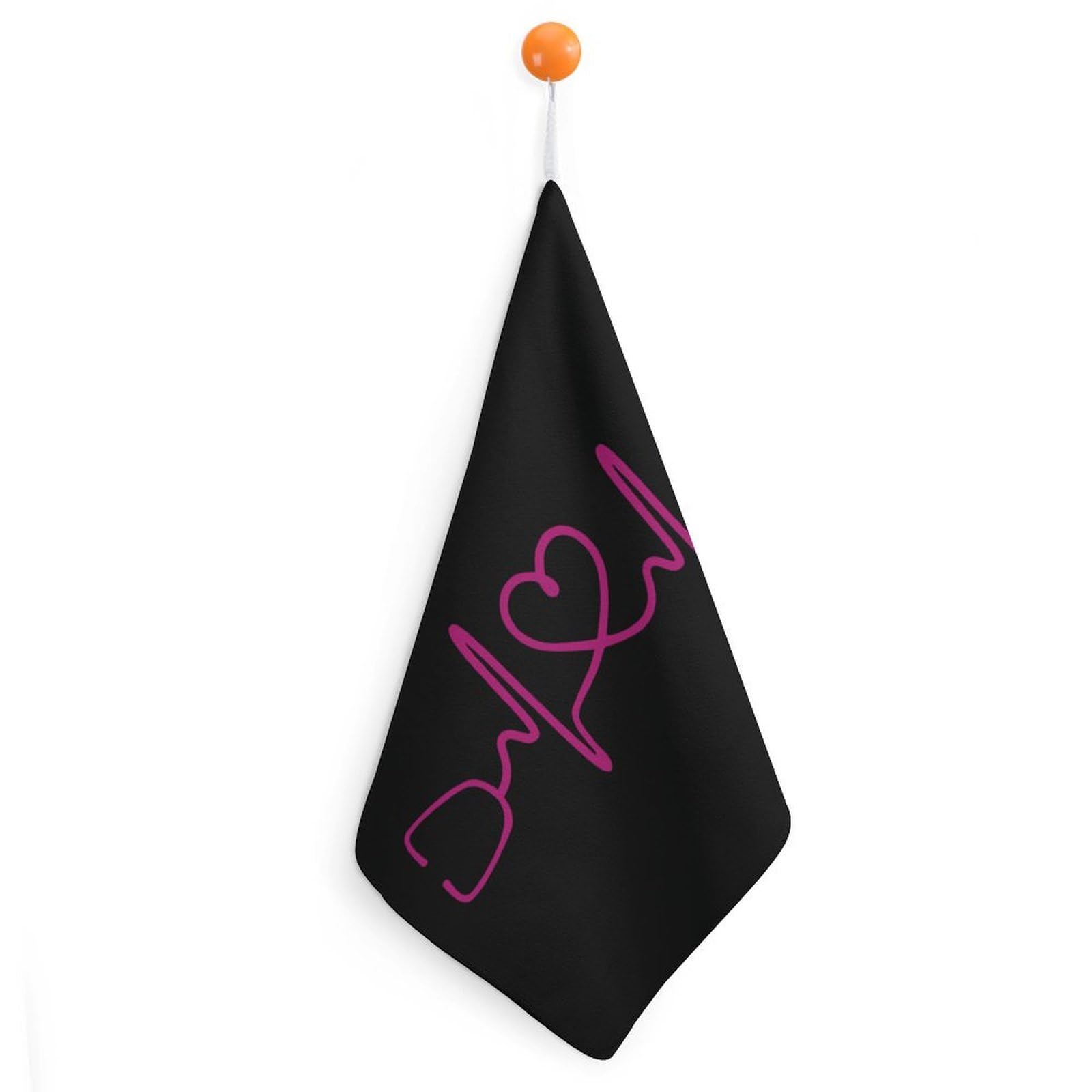 CGSBNGHA Heartbeat Nurse Hand Towel Hanging Face Towels Cleaning Cloths Handkerchief for Bathroom Kitchen