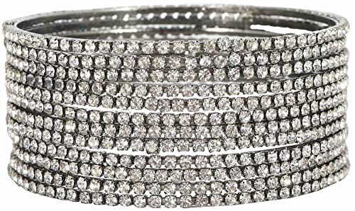Women's Sleek Bangle Set with Zircon Gemstones