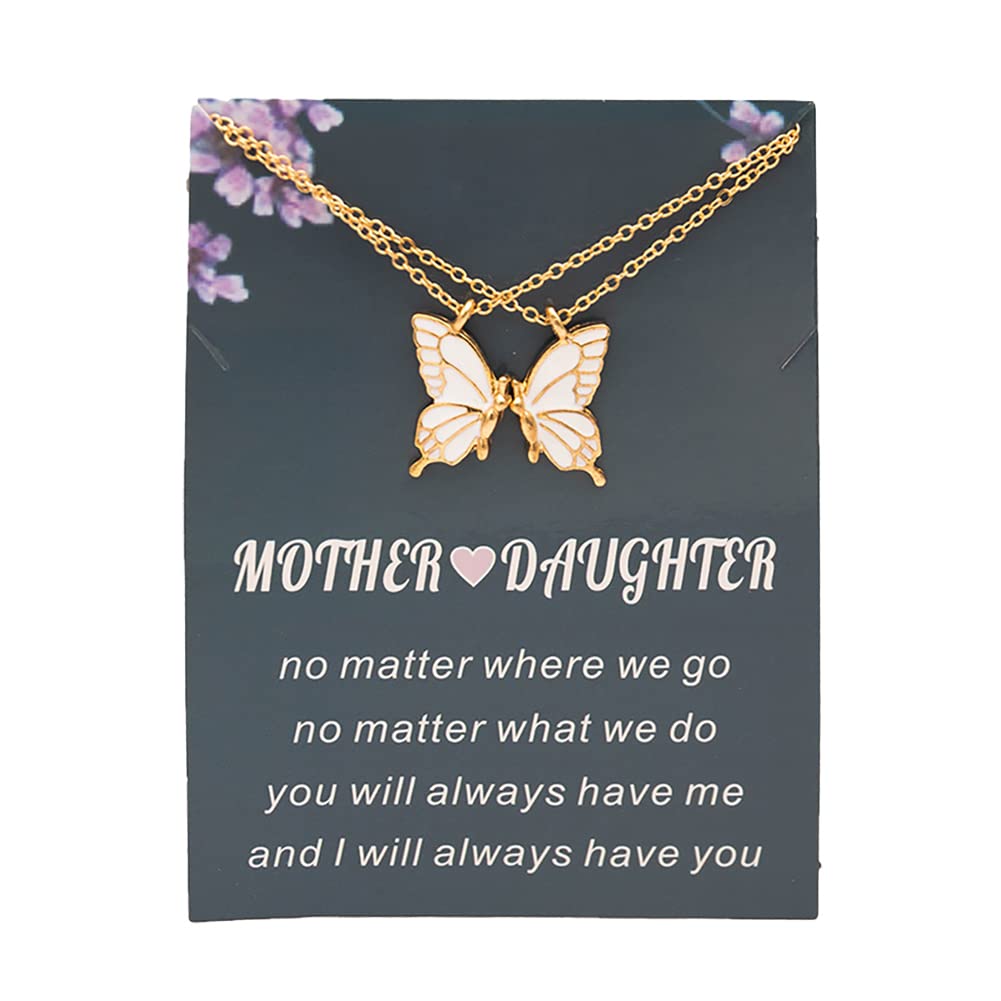 ShiQiao SplMom and Daughter Necklaces for 2 Gold Matching Butterfly Mother Daughter Necklace for Women Mothers Day Birthday Gifts for Mom Mama Daughters