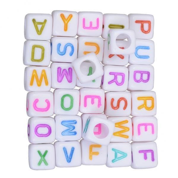SNAPPSY 5x200 Pcs Mix Square Acrylic Alphabet Beads Charms Large Hole DIY Crafts 2#-image-28