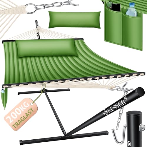 KESSER® Hamac Hill avec Support Coussin Double hamac pour 2 Personnes-Cadre Stable -200 kg de capacité de Charge Intérieur et extérieur XXL Fauteuil...