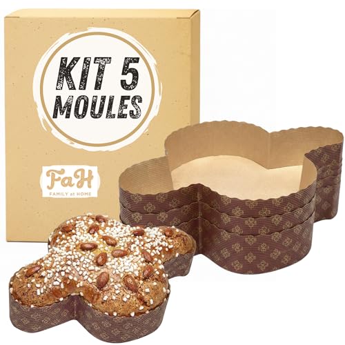 FAH FAMILY AT HOME Moule Colombe (5 pièces - 750 g) en Papier Cellulose Micro-ondable, Idéal Four, Jetable Haute Densité, Résiste Chaleur jusqu'à 200°C