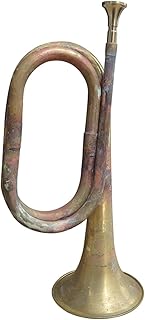 Marching Bugle Blowing Bugle Signal Musical Instrument Retro 12.60inch Solid Copper and Brass Bugle Cavalry Trumpet for Orchestra Band