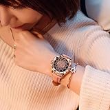 Hanks' Shop Casual Lotus Pattern Dial skórzany pasek kwarcowy-kobieta (czarny) (kolor: czerwony)