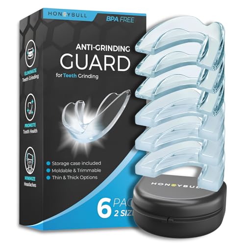 HONEYBULL Anti-Grinding Night Guard Set, Custom Moldable Guards for Teeth Grinding, Thin&Thick Options for Light&Heavy Teeth Grinding, Comfortable Fit (6 Pack Combo)