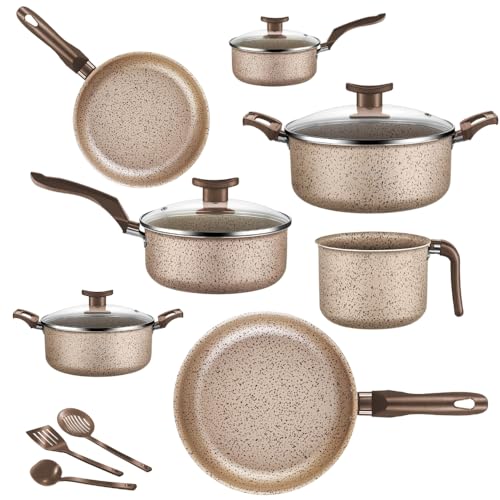 Conjunto de Panelas em Alumínio, Antiaderente, Tampas em Vidro, 1...