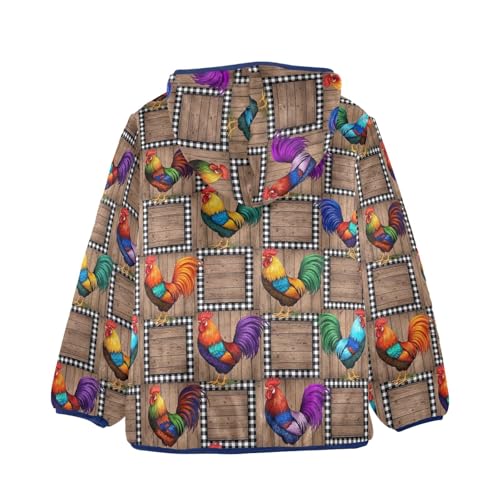 Colorful Roosters Rustic Plaid Boy Winter Coat Comfy Snow Jacket for Boys 3T2