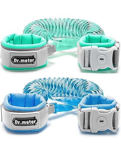 Image of Dr.meter Anti Lost Wrist Link, 2 Pack Toddler Safety Leash with Key Lock, Reflective Child Walking Harness - Dual 8.2ft Length Kids Leash for Supermarket Mall Airport Park Zoo Crowded Places