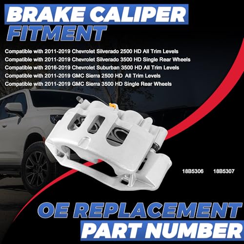Image of 18B5306 18B5307 Rear Disc Brake Calipers Compatible with 2011-19 Silverado
