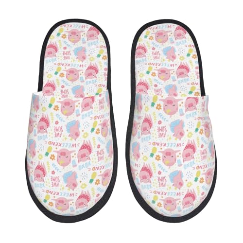 Cute Pig Print House Slippers For Women And Men,Soft Slippers With Memory Foam,Non-Slip Indoor Home Shoes