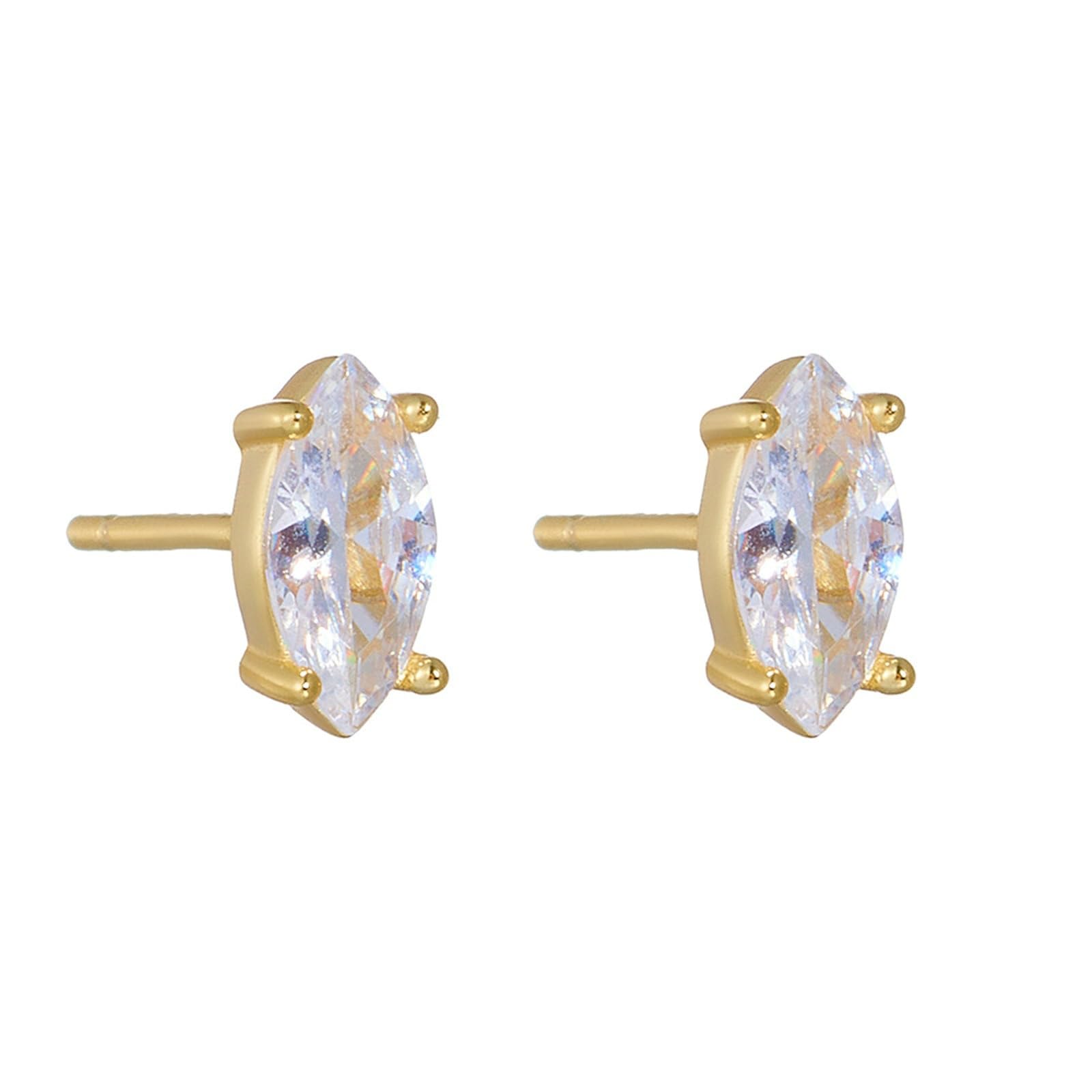 Kolczyki sztyfty białe złoto 750 585 375 damskie kolczyki klasyczne 4 krapes Marquise Moissanite kolczyki na sztyfcie prawdziwa biżuteria ślubna dla panny młodej, białe złoto