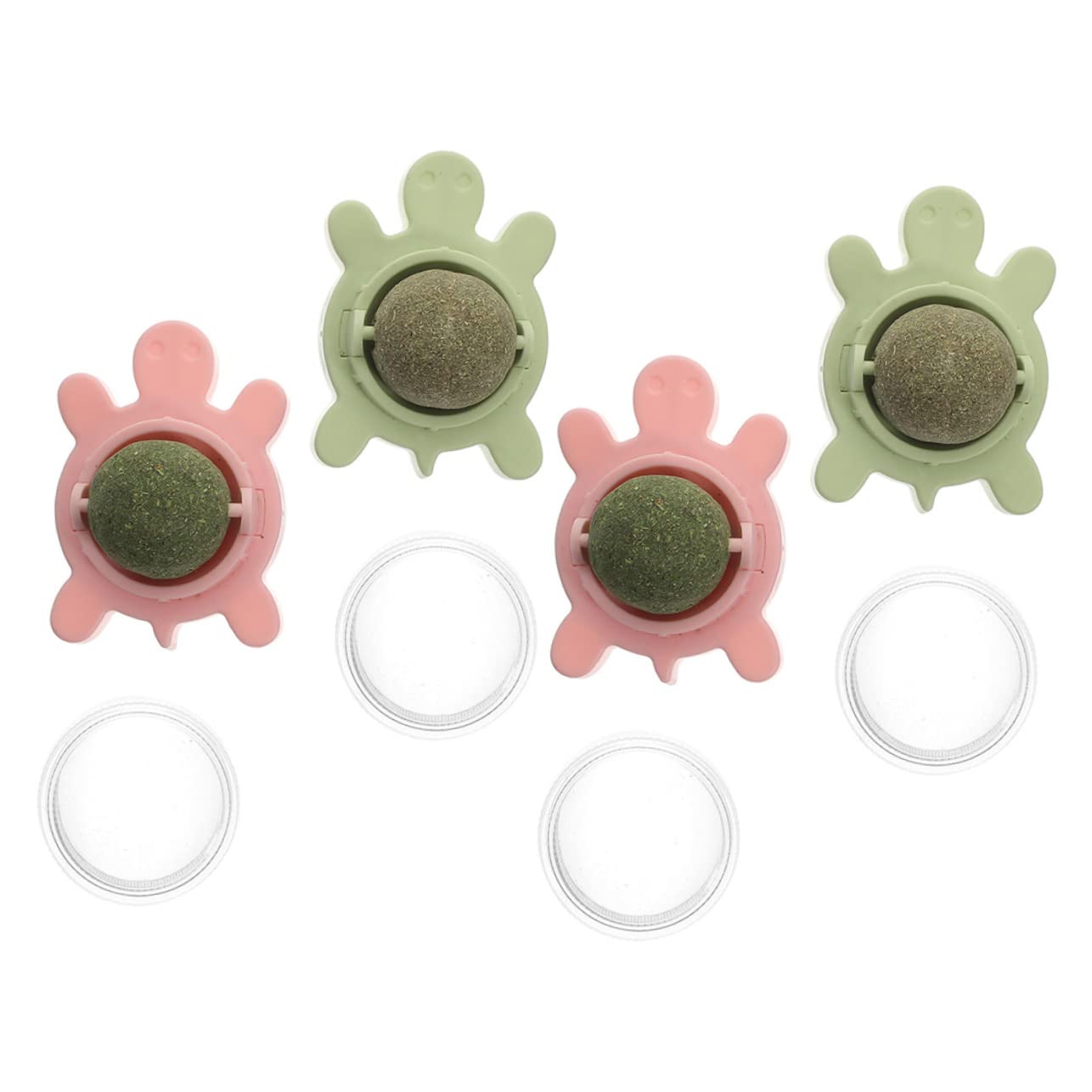 Lot De 4 Jouets À Lécher Comestibles pour Chats Rotatifs Interactifs Plantes Naturelles Support Mural pour Chats Dintérieur