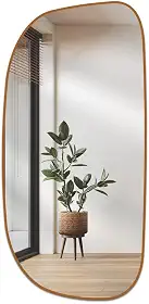Espelho de Corpo Inteiro Orgânico Ágata 110x53 – Elegância e Amplitude para Seu Ambiente (Caramelo)