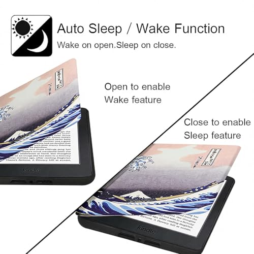 Image of MOCA Case for Kindle Paperwhite 12th Gen 7 inch (2024) & Kindle Colorsoft 7 inch (2025), Slim PU Leather Cover with Auto Wake /Sleep, Magnetic Closure, Lightweight (Wave)