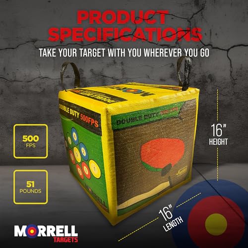 Morrell Targets 4-Sided Double Duty Field Point Archery Shooting Bag – Portable Backyard & Outdoor Target for Bows up to 500 FPS with 50+ Bullseye Points