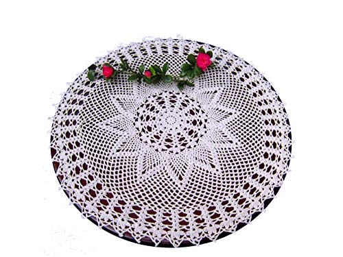 Laivigo New Handmade Crochet Lace Round Table Cloth Doilies Doily,24 Inch,White