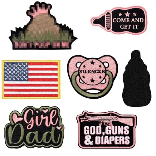 Image of Maiteenly 6 Pcs Daddy Tactical Patches Hook and Loop Patch for Dad Tactical Patches Include Pacifier, Bottle, and Flag for Hats Coats Diaper Bags Father's Day Gift(Girl Daddy,Pink)