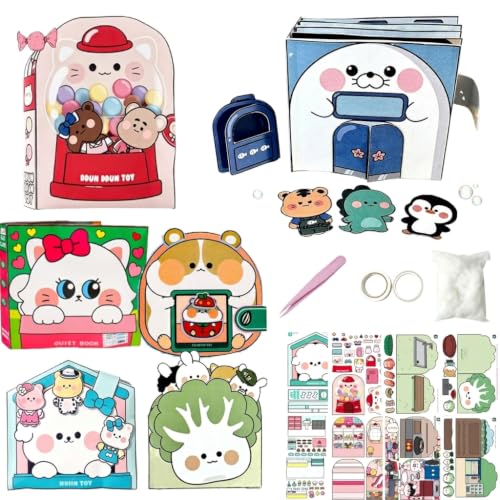 Image of PATPAT 6Pcs DIY Paper Quiet Book, Cartoon Food-Theme Scene Activity Book