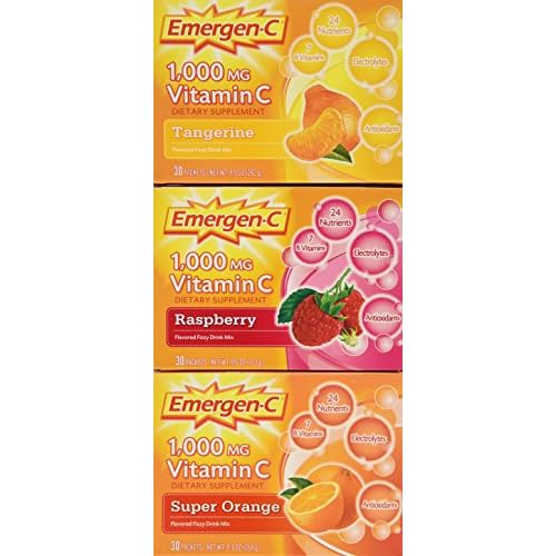 Emergen-c Vitamin C 1000mg 90 Packets 3 Variety Cartons NET Wt 29.1 ounce (828g)