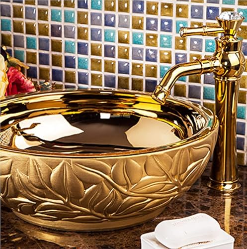 Ceramiczna umywalka nablatowa, okrągła umywalka nablatowa do eleganckiej dekoracji hotelu i domu