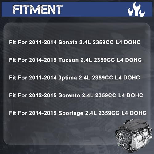Image of 2.4 HS54741B ES72465-1 2.4 Head Gasket Set Kit with Bolts Fit for Hyundai Sonata Santa Fe Tucson Kia Optima Rondo Sorento Sportage L4 2.4L 2359CC L4 DOHC 2011 2012 2013 2014 2015