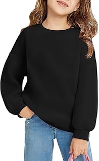Haloumoning Girls Oversized Crewneck Sweatshirts Kids Fashion Fleece Drop Shoulder Pullover 5-14 Years