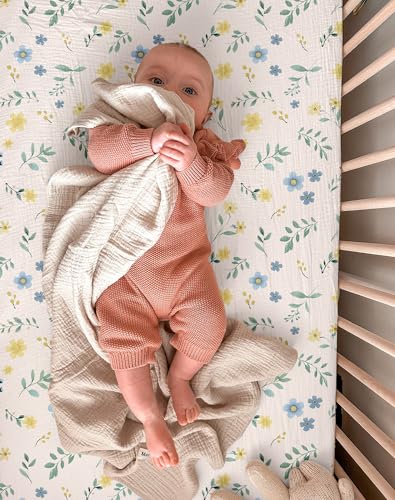 Image of Muslin Bedside Bassinet Sheets 2 Pack, 33 inch X 20 inch, (Spring Garden & Sage)