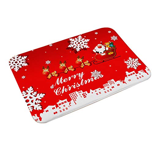 BulzEU Rutschfeste Weihnachts-Fußmatte, 40 x 60 cm, verschiedene Designs u0096 Neuheit Welcome-Matte, festlicher Weihnachtsmann, Schneemann, Fußmatten u0096 Indoor Outdoor Weihnachtsdekoration, e, 40 x 60cm