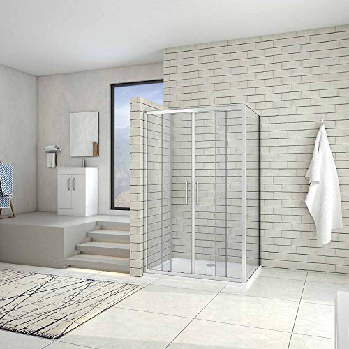 Cabina de Ducha Mampara de Ducha Rectangular Puerta Corredera Cristal Templado 5 MM 160x80x190cm