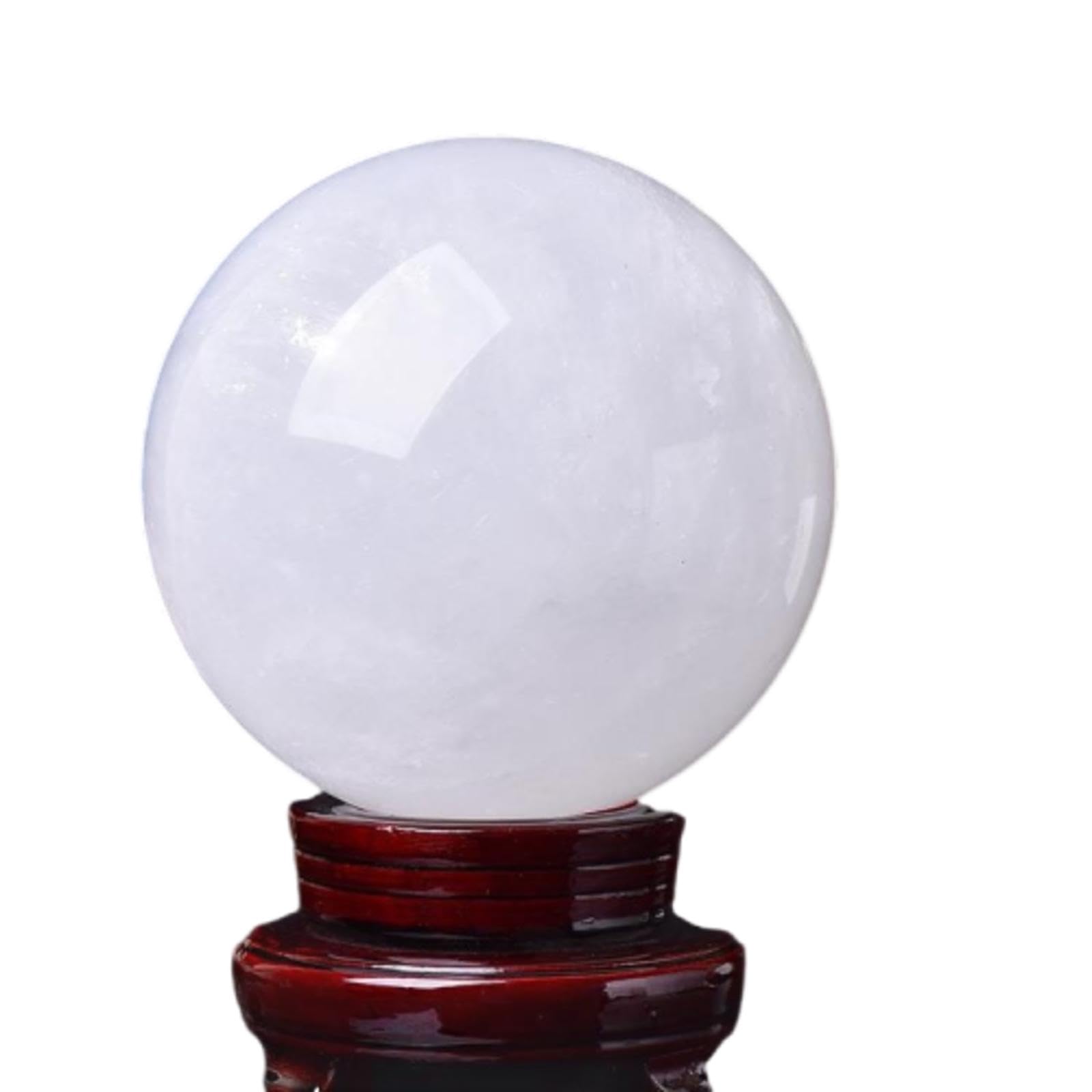 MDBJTCYZN Iceland Spar White Crystal Ball Rough Stone Polished Home Decoration Ornaments,White-8cm
