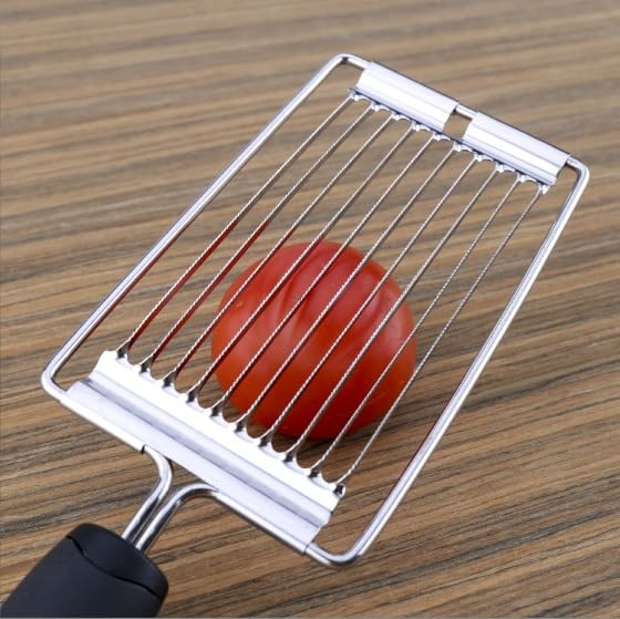 Deconox Paslanmaz Çelik Silikon Saplı Testere Ağızlı Dilimleyici - Sebze ve Meyve Şekillendirici, Ergonomik, Bulaşık Makinesinde Yıkanabilir Mutfak Dilimleyici