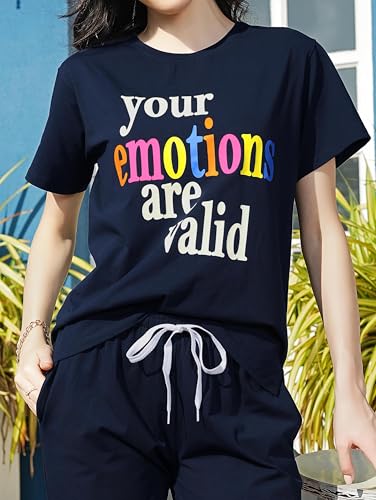 Image of ZEYO Night Suit for Women's Typography Printed Cotton Night Dress of Top and Wide Bottom Pyjama
