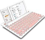 TikTok Multi-Device Bluetooth Keyboard Bluetooth Wireless Keyboard Switch to 3 Devices for Cellphone, PC, Tablet,Smart TV, iOS Android Windows