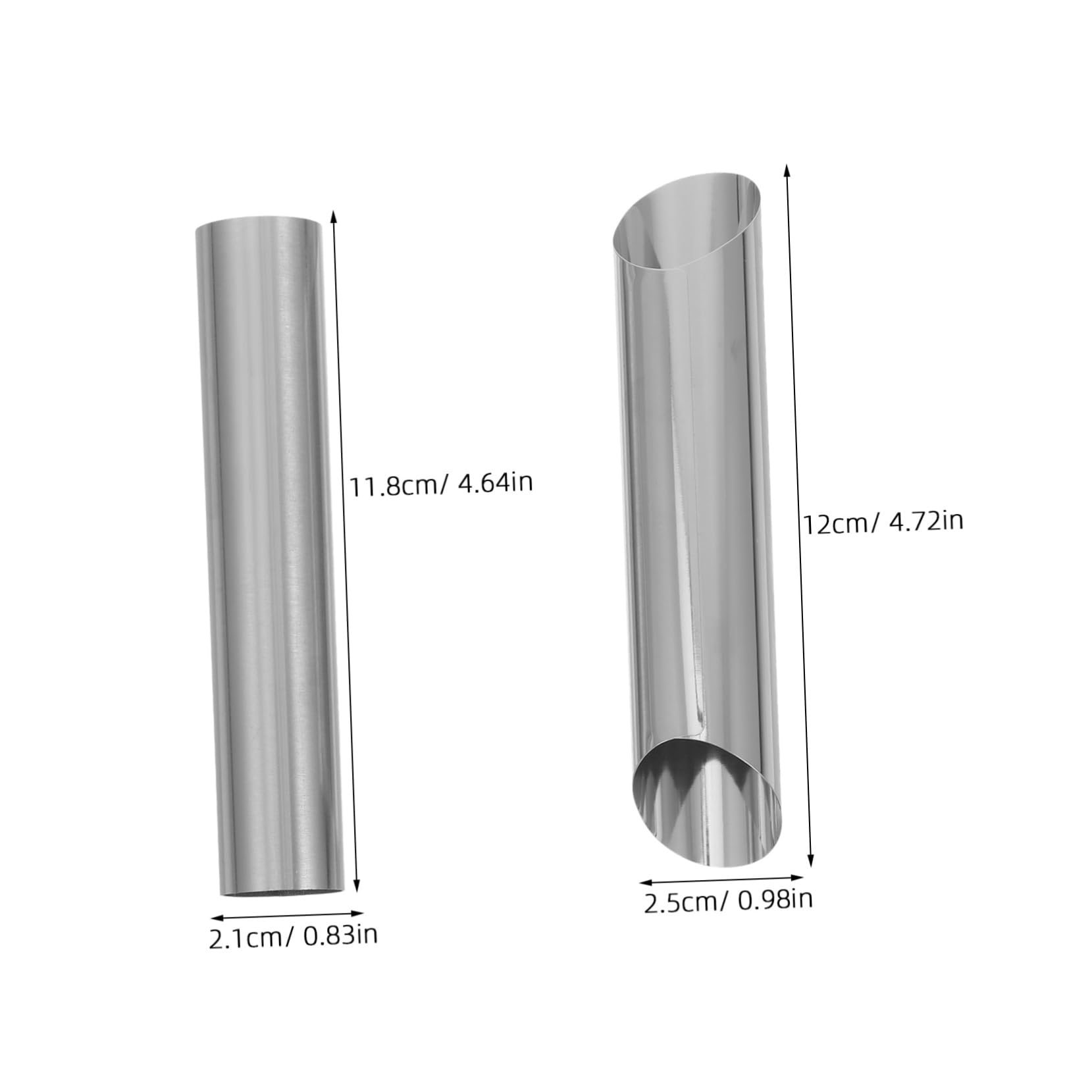 KICHOUSE 4pcs Stainless Steel Pastry Tubes Non-stick Cannoli Molds for Baking Croissants and Horns Dual-angle Design for Easy Release and Airy Texture